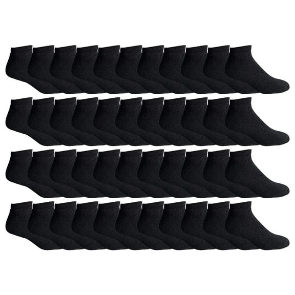 48 Pairs Of Yacht & Smith Mens Wholesale Bulk No Show Ankle Socks, Cotton Sport Athletic Socks - Size 10-13 (Black)
