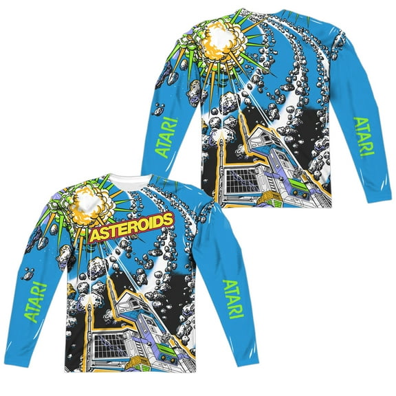 Atari - Asteroids All Over (Front/Back Print) - Regular Fit Long Sleeve Shirt - Large