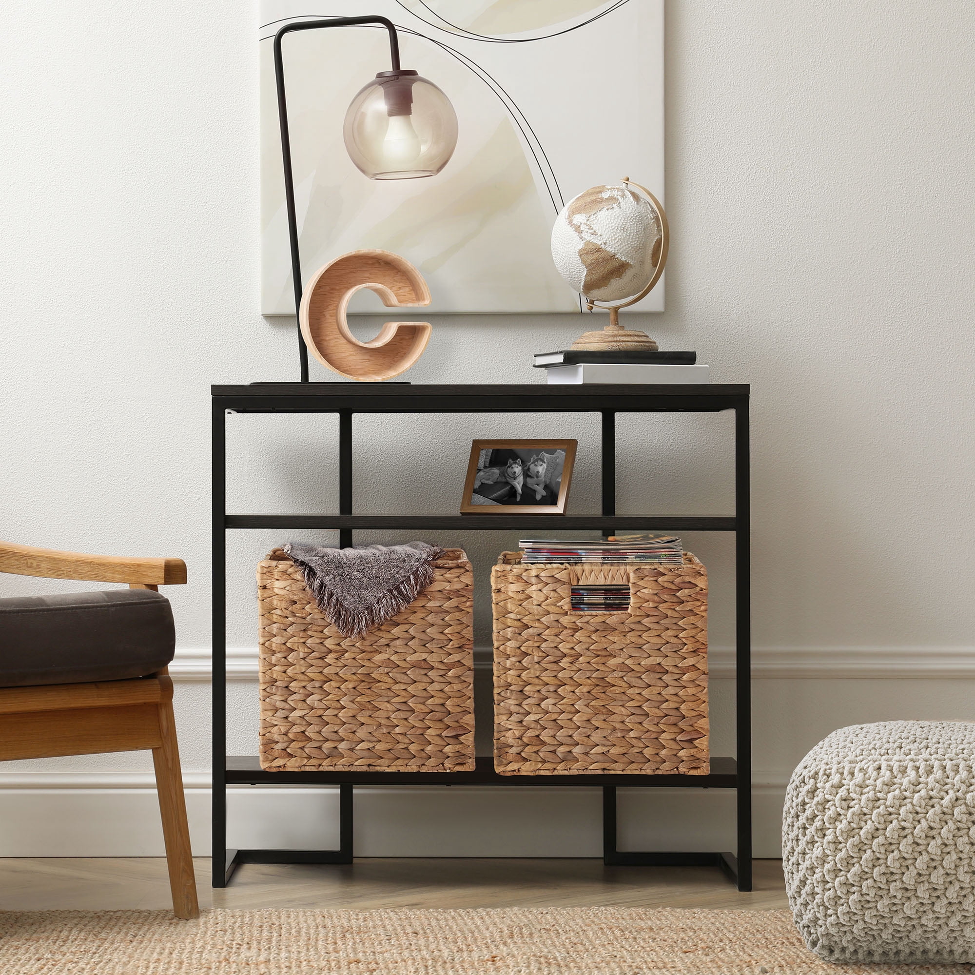 Casafield 13" x 13" Water Hyacinth Storage Baskets, Cinnamon - Set of 6 Collapsible Cubes, Handwoven Organizer BIns for Bathroom, Bedroom, Laundry