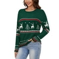 thumbnail image 4 of Asklazy Women's Pullover Sweaters Long Sleeve Print Knitted Crew Neck Sweater Tops（a Little Run Big）US Size,XL,Christma Green, 4 of 18