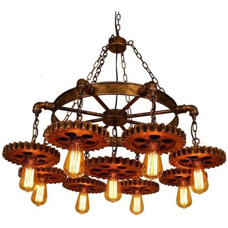 

Miumaeov Industrial Gear Chandelier Vintage Industrial Cast Iron Gear Chandelier Industrial Pendant Light for Living Room Restaurant Bar Cafe Decorative Lighting (9 Light)