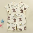 thumbnail image 2 of KPOPLK Baby Boys One-Piece Pajama Summer Short Sleeve Animal Print Romper PJM Bodysuit for Infant Newborn Size 12-18 Months,Beige, 2 of 4