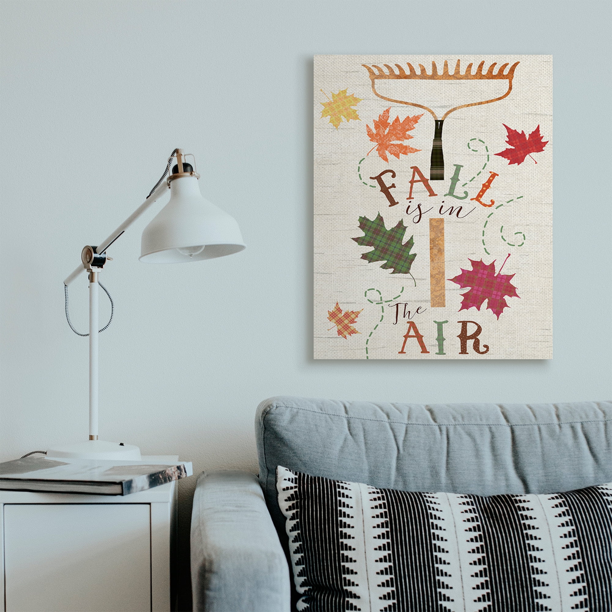 Stupell Industries Fall Is In the Air Phrase Autumn Garden Rake Landscape Painting Gallery Wrapped Canvas Art Print Wall Art, 30 x 40