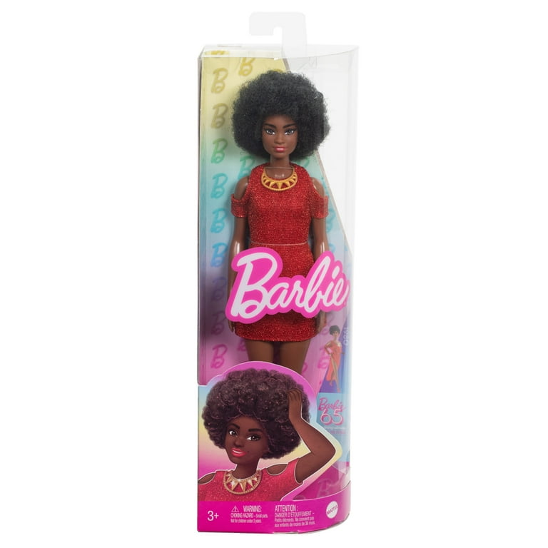 Barbie Fashionistas Doll #221 with Natural Black Hair, Red Barbie Fashionistas Doll #221 with Natural Black Hair, Red