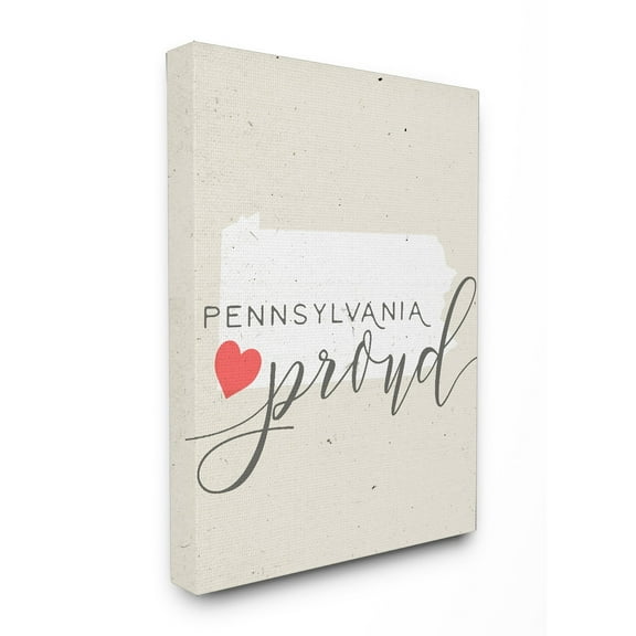 Stupell Pennsylvania Proud with Heart Stretched Canvas Wall Art 16 x 20