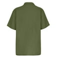 thumbnail image 4 of ZCFZJW Men Cuban Guayabera Shirt Short Sleeve Solid Color Button Down Shirt Trendy Cotton and Linen Beach Casual Shirt with Pockets Army Green L, 4 of 5