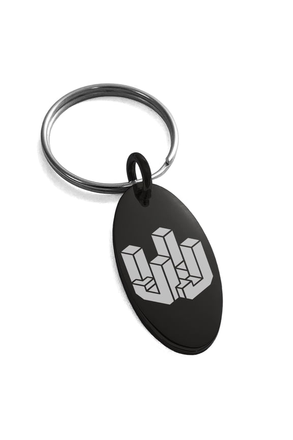 Stainless Steel Letter J Initial 3D Cube Box Monogram Engraved Small Oval Charm Keychain Keyring