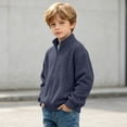 thumbnail image 7 of Kids Solid Zip Stand Collar Winter Jacket, Loose Casual Outerwear for Boys Girls Navy 7 Years, 7 of 7