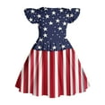 thumbnail image 5 of MKOSPLRT Patriotic Girls' Ruffled Dress 3-14 Years Flying Sleeve Stars Striped Midi Dress Summer Casual Independence Day Party Dresses, 5 of 6