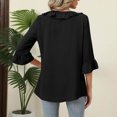 thumbnail image 5 of UAMVSH Women 3/4 Sleeve Tops Trendy Fall Tie Front Shirts Boho Bell Sleeve Dressy Blouses Ladies Vacation Babydoll Clothes(Medium,Black), 5 of 6