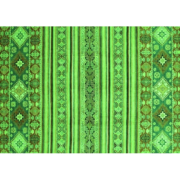 Ahgly Company Indoor Rectangle Oriental Green Modern Area Rugs, 2' x 5'