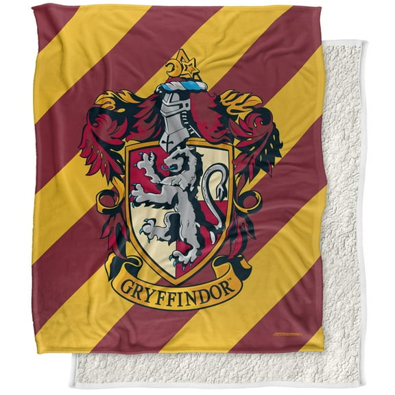 Harry Potter Blanket, 50"x60", Gryffindor Crest Silky Touch Sherpa Back Super Soft Throw Blanket