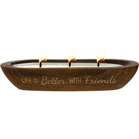 Friends - 9 oz - 100% Soy Wax Decorative Wooden Dough Bowl Candle Scent: White Jasmine