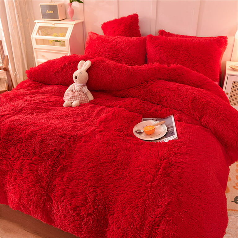 Gusuhome Shaggy Plush Duvet Cover Set Ultra Soft Fluffy Comforter Cover Set  Luxurious Fuzzy Quilt Cover Set Bedding Set 3Pcs (1Duvet Cover + 2Pillow