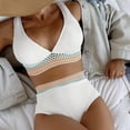 thumbnail image 1 of TACILIP Womens High Waisted Bikinis Set V Neck Swimsuit 2 Piece Bathing Suit Color Block Swimwear, 1 of 6
