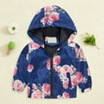 thumbnail image 2 of Kogui Toddler Kids Cartoon Rain Jacket Zip Hooded Windbreaker Coat Lightweight 1-8Y Unisex (Navy,7-8 Years), 2 of 9