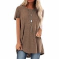 thumbnail image 2 of Camiseta Mujer Cuello Redondo Manga Corta Top Camiseta Casual De Color Sólido, Caqui, XL Eigraketly AP001654-19, 2 of 5