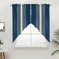 thumbnail image 2 of Swag Valance Curtains for Windows, Navy Blue Beige Striped Light Filtering Kitchen Curtains with Rod Pocket, Modern Farmhouse Retro Lines Window Treatment Valances for Living Room, 36x63 - 2 PCS, 2 of 9