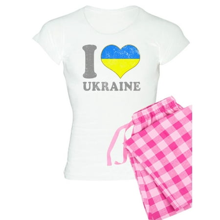 

CafePress - I Love Ukraine Native Ukrainian Flag Pajamas - Women s Light Pajamas