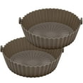 thumbnail image 4 of Air Fryer Silicone Pot with Handle Reusable Heat Resistant Round Tray Vegetables Chicken Beef Baskets for Air Fryer Oven Microwave 2Pcs, 4 of 12