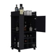 thumbnail image 3 of Black modern bar cart with 6 built - in wine racks and a single door cabinet for primary living space ensuring easy access to bar items, 3 of 4