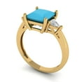 thumbnail image 2 of 2.32 ct Princess Cut Simulated Turquoise Three-Stone Engagement Ring for Women in 18K Yellow Gold, 2 of 5