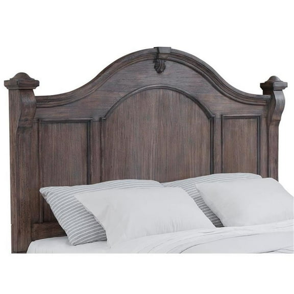 Bowery Hill Modern Rustic Charcoal Wood Queen Poster Headboard