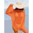 thumbnail image 5 of jinghuiyue Womens Summer Crochet Swimsuit Coverup Boat Neck Hollow Out Knit Sweater Tops Beach Vacation Clothes XL, 5 of 7