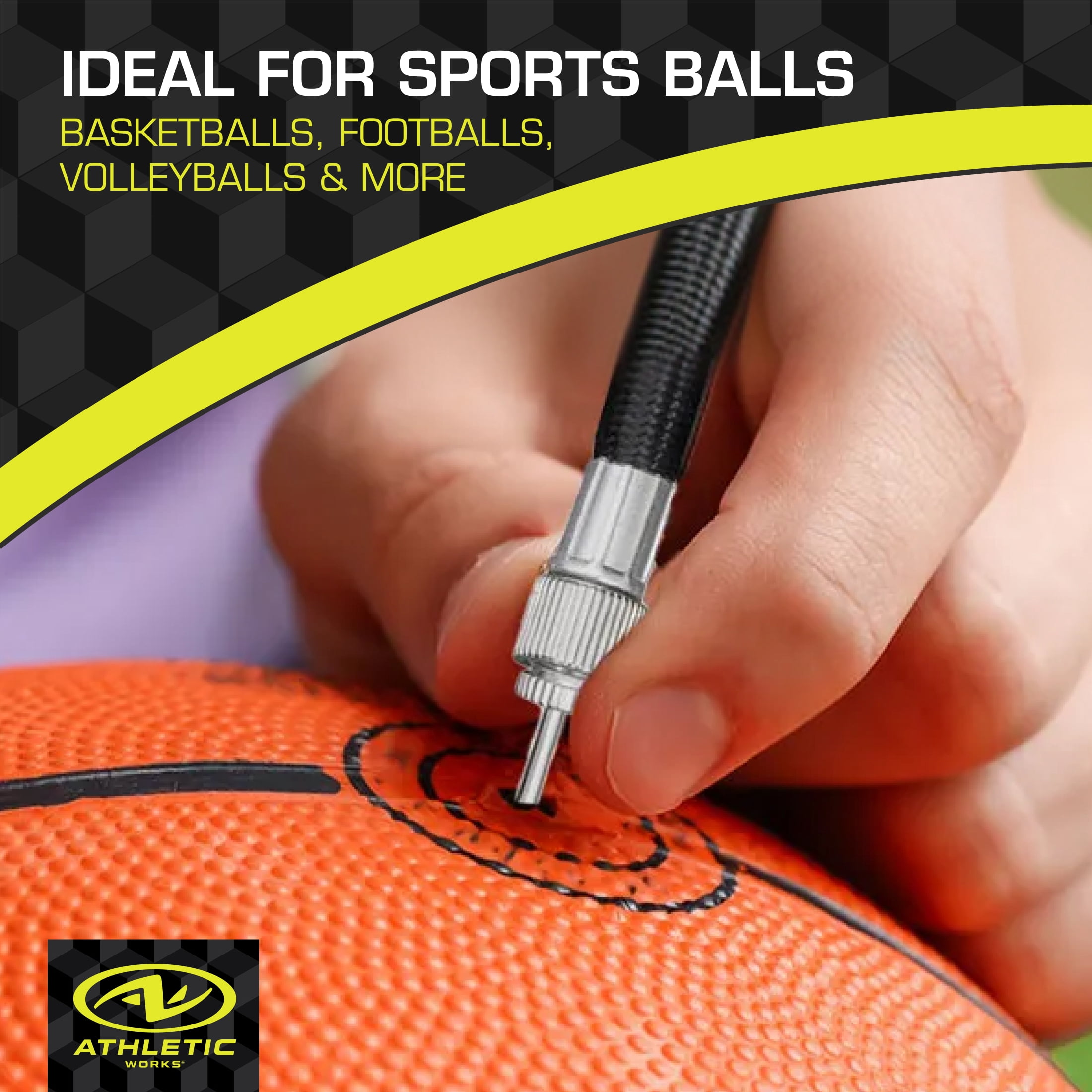 Athletic Works Electric Sports Ball Pump with Hose & Inflation Needle, Battery-Operated