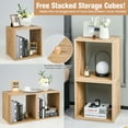 thumbnail image 6 of Costway 2 PCS Wood Stackable Storage Cube 2-tier Narrow Bookshelf Vinyl Record Organizer Natural, 6 of 10
