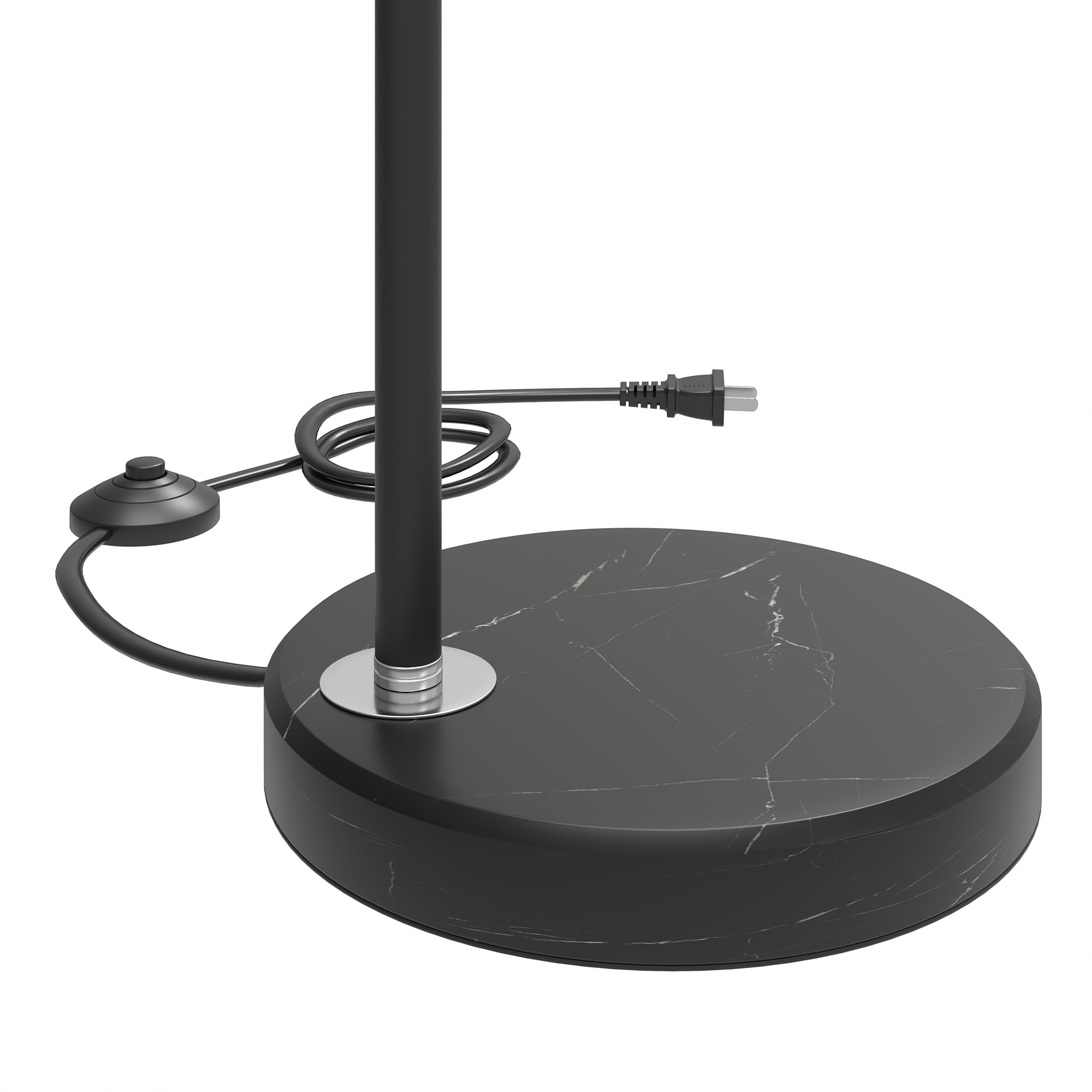 Uforic Black Marble Floor Lamp with Adjustable Height & Compatible E26 Bulbs, Foot Switch, 100W Max