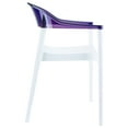 thumbnail image 2 of Luxury Commercial Living 32" White and Purple Transparent Stackable Outdoor Patio Dining Arm Chair, 2 of 8
