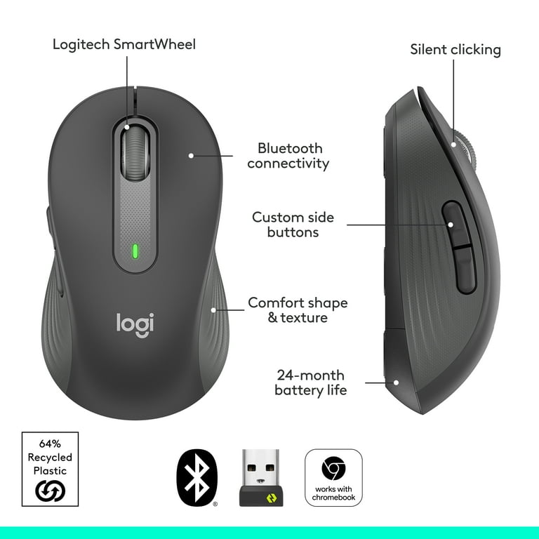 Logitech Signature M650 Cordless Computer Mice, Right-Handed USB