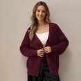 thumbnail image 4 of QUALFORT 100% Cotton Cardigan Sweaters for Women, V Neck Button Down Chunky Knit Cozy Relaxed Fit Sweater Cardigan, Burgundy S, 4 of 9