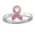 thumbnail image 1 of Bague Ruban de Sensibilisation Émaillé Rose en Argent Sterling Stackable Expressions Taille 10, 1 of 3