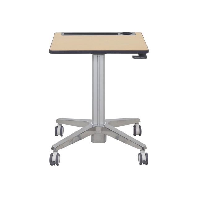 Ergotron - Sit/standing desk - mobile - rectangular with contoured corners - gray, maple