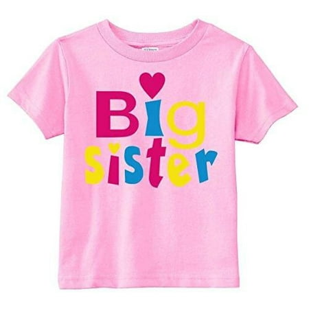 - Lil Shirts Little Girls Big Sister Heart Youth & Toddler Graphic Tee~2T / Pink