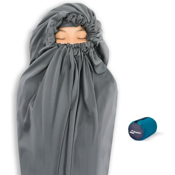 Litume Thermolite All Season Sleeping Bag Liner, Adds up to 22°F / 12°C Warmth, Mummy Sleep Sack with Drawstring Hood, Lightweight for Camping, Backpacking & Travel – Model E626