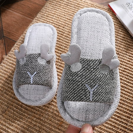 

TOWED22 Girls Sandals Children Slippers Children Linen Slippers Indoor Home Cotton And Linen Soft Sole Toddler Shoes Girl Black