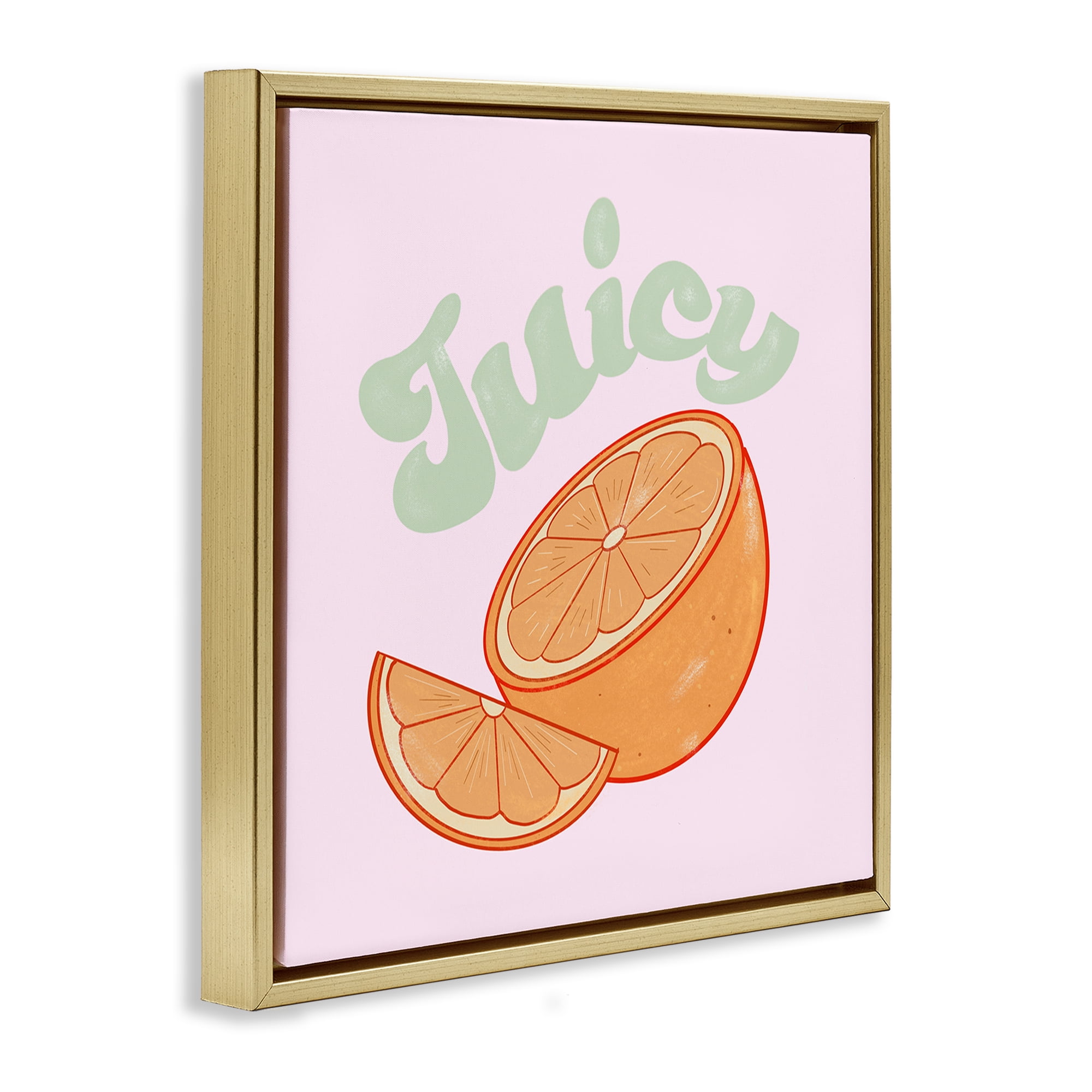 Stupell Industries Juicy Citrus Slice Food & Beverage Painting Gold Floater Framed Canvas Art Print Wall Art, 25 x 25