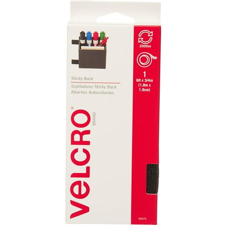 - VELCRO® Brand Sticky Back 6ft x 3/4in Roll, Black