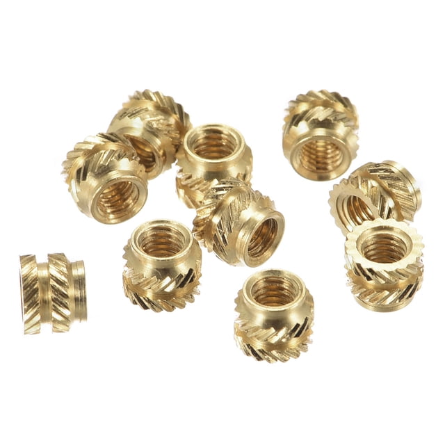 Uxcell 60 Pcs M3 x 4mm L x 5mm OD Uxcell Knurled Insert Nut Female Thread Brass Embedding Nut