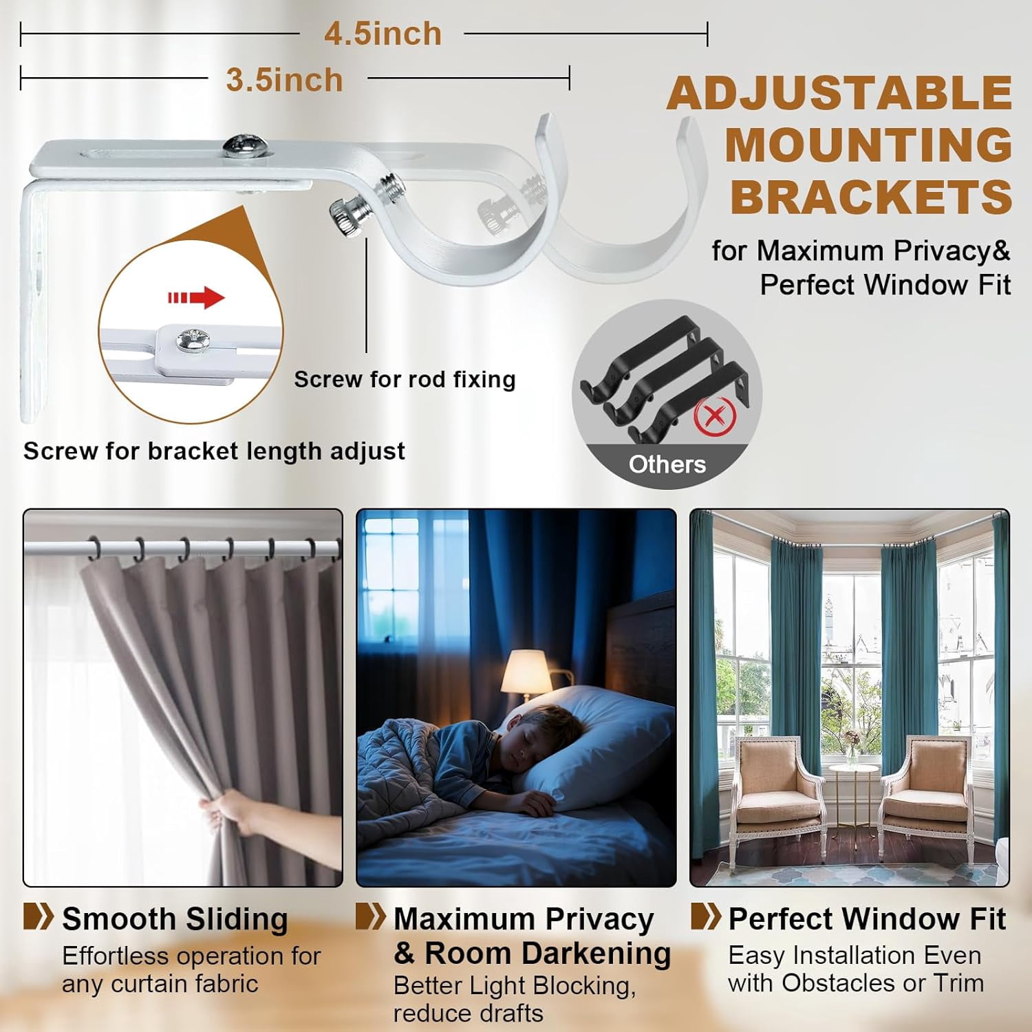Corner Curtain Rod for Windows - L Shaped 30 to 136 Inches Adjustable,1 Inch Heavy Duty Corners Window Curtain Rods, 180° Connector Angled Drapery Pole -Black