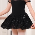 thumbnail image 6 of Stelle Toddler Girls Puff Sleeve Sequins Tutu Ballet Dress,Ballet Leotard with Sparkly Skirt Ballerina Performance Outfit Dance Dress,Black,5-6 Years, 6 of 8