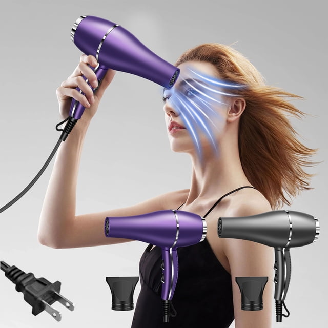 Xihbxyly Secador de Pelo de 2200 W, Diseño Ligero y Portátil, Difusor y Boquilla Voluminizadora, Secado Rápido y Silencioso, Ideal para Viajes, para Cabello Rizado y Normal, Tamaño 28 X 25 X 10 Cm.
