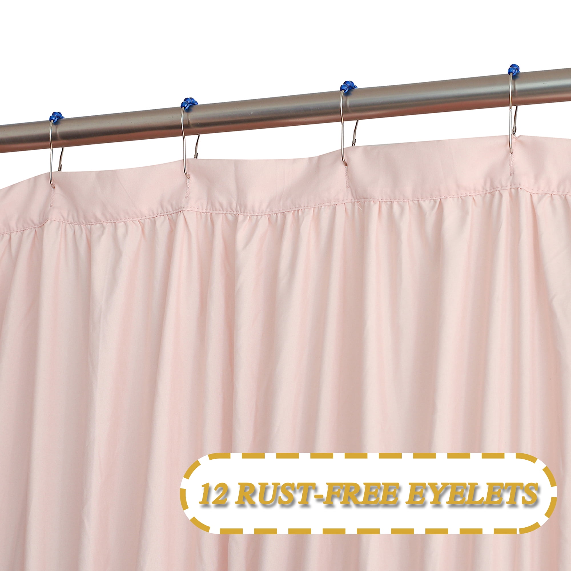 HIG Boho Ruffled Shower Curtain - Oversized Floral Print, Heavy Fabric with Elegant Draping for Bathroom, 72"x72", Peach