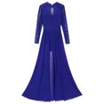 thumbnail image 6 of YiZYiF Womens Sequins Sparkly Ballet Dance Leotard Maxi Dress Long Sleeve Asymmetrical Lyrical Dress Dancewear Royal Blue XXL, 6 of 6