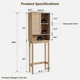 thumbnail image 4 of OKD Farmhouse 23.2" W Over the Toilet Storage Cabinet Bathroom Organizers and Storage with 3-Shelf and Rattan Door, Natural Oak, 4 of 7