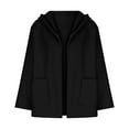 thumbnail image 4 of ZZwxWA Womens Open Front Hooded Peacoat Cardigan Winter Short Casual Loose Fit Trench Coat Jacket Outwear with Pockets, 4 of 7