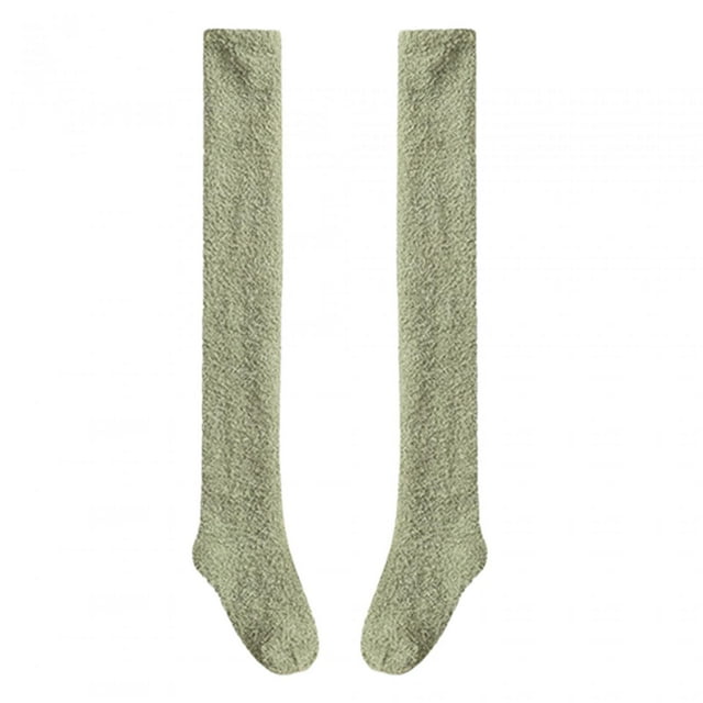 Calcetines hasta el muslo, calentadores de piernas, calcetines para dormir, calcetines de invierno para envolver los pies, botas para estar en casa Verde